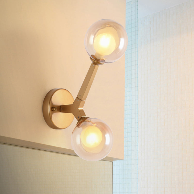 Black/Gold Bubble Wall Sconce Lamp Nordic 2 Lights Clear Glass Wall Sconce Lighting for Bedroom
