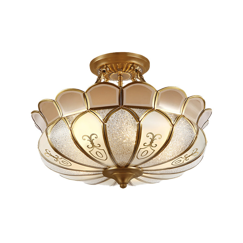 Sala da pranzo lotus a filo colonialismo in vetro smerigliato 4/5 luci in oro lampada semi -filo