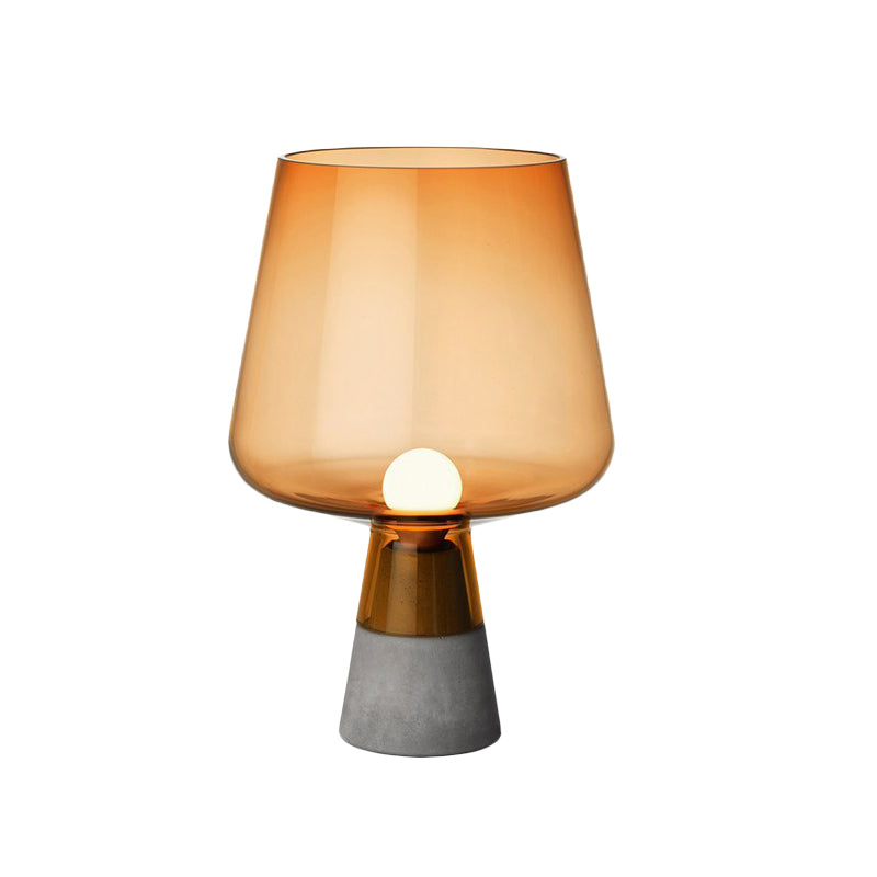 Lampe de table en verre Cognac en verre de cône tronqué Mid siècle simple 8 "/ 10" de large table de nuit gris avec conception ouverte