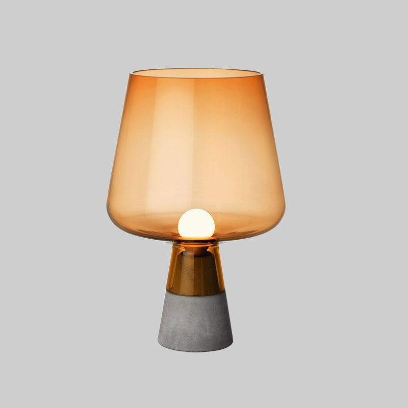 Lampe de table en verre Cognac en verre de cône tronqué Mid siècle simple 8 "/ 10" de large table de nuit gris avec conception ouverte