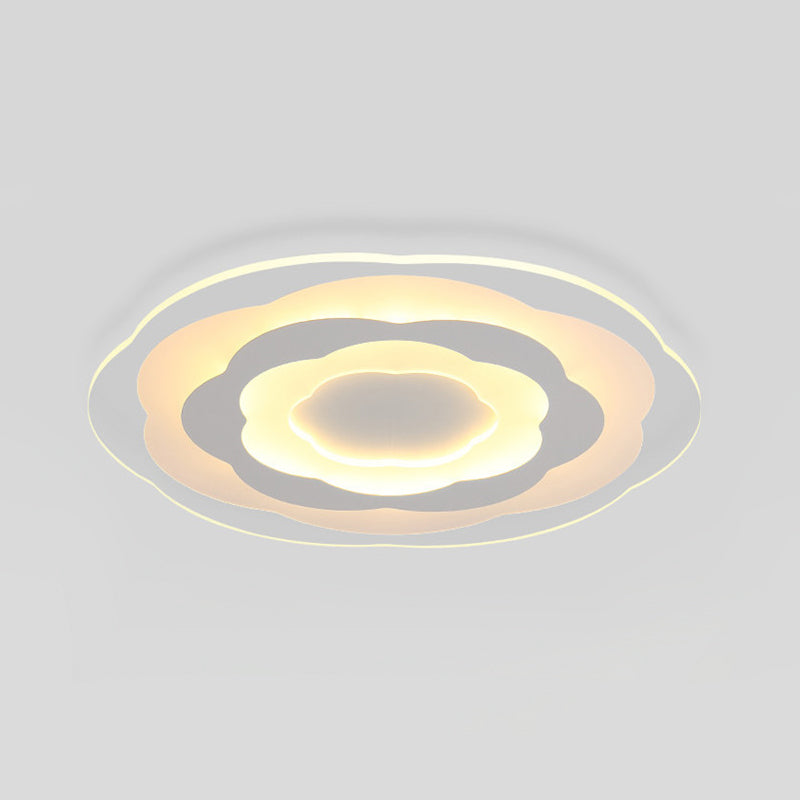 Ultrathin Layered Flower Ceiling Light Modernist Acrylic White 16.5"/20.5" Wide LED Flush Mount Lighting for Bedroom
