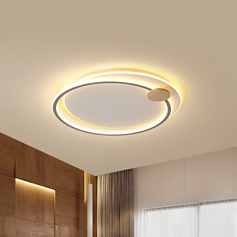Black/Grey Dual Circle Ceiling Fixture Minimalist Acrylic 16.5"/20.5" Wide LED Flush Mount Recessed Lighting in Warm/White Light