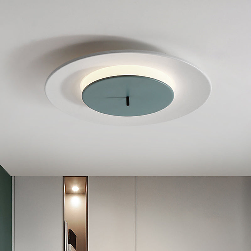 Iron 2 - Strato Rotondo Sottile Soffitto Illuminazione Macaron Rosa / Nero / White LED Flush Montaggio Fissaggio in 3 Colore Luce