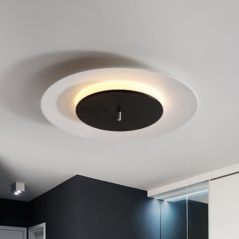 Iron 2 - Strato Rotondo Sottile Soffitto Illuminazione Macaron Rosa / Nero / White LED Flush Montaggio Fissaggio in 3 Colore Luce