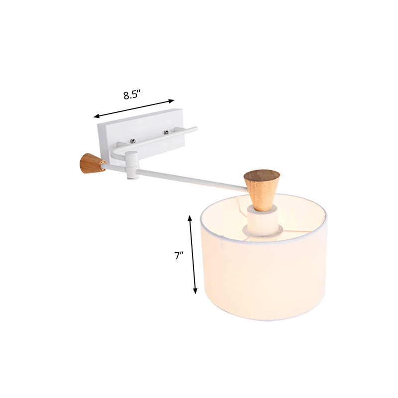 Drum Wall Light Sconce Modernism Fabric 1 Light Sconce Light in Black/White for Living Room