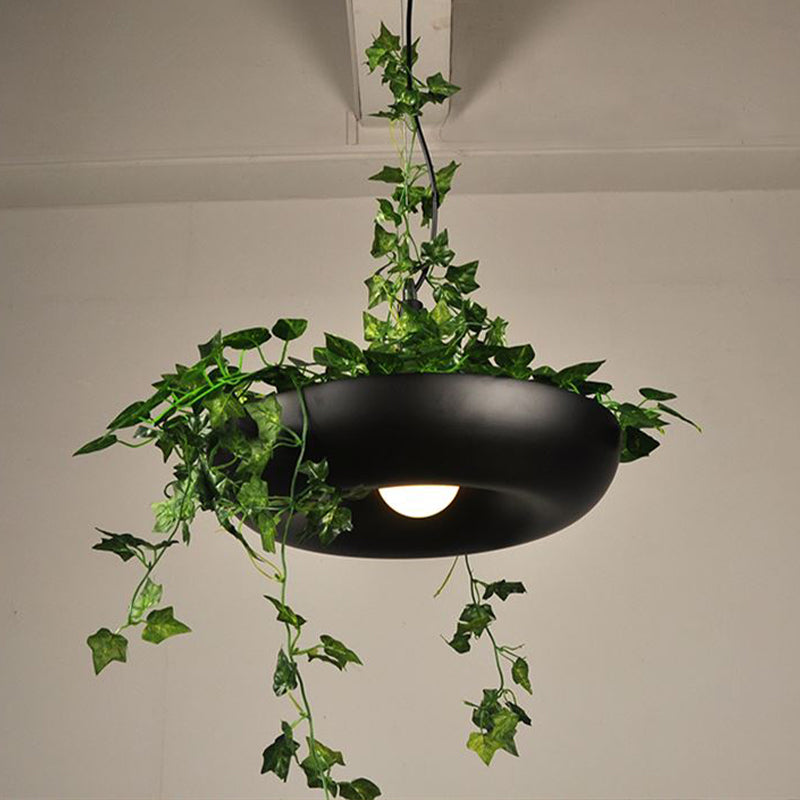 Aluminium Bowl Pendant Ceiling Light Industrial 1 Bulb Restaurant Plant Hanging Lamp in Black/White/Green
