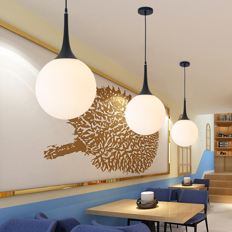 Lampada a sospensione da 6 "/10" con gocce di pioggia a goccia moderna vetro opale 1 tavolo da pranzo lampadina appesa la luce in nero con foro di sfiato