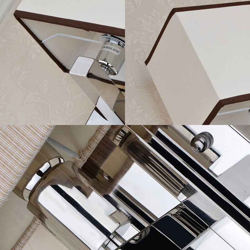 Lampada da parete rettangolare contemporanea Tessuto Light Accondatura Led Sconce Sconce All in Chrome con i riflettori