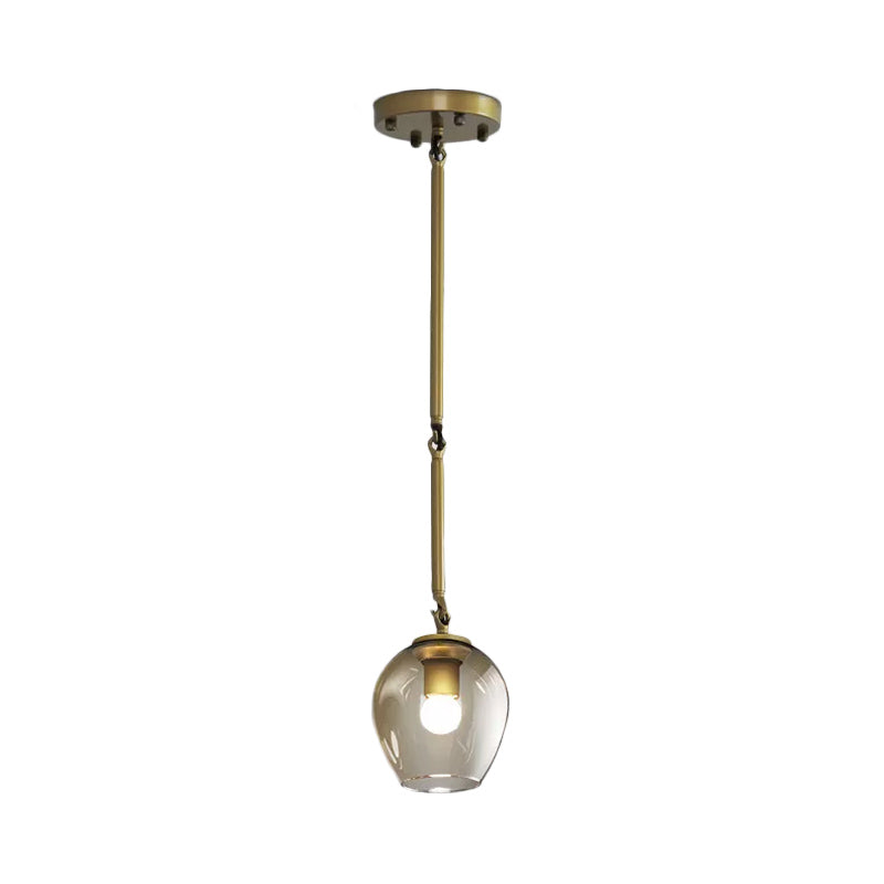Retro Wine Cup Clear Dimple Glass Pendant 1 Head Hanging Ceiling Light in Black/Gold for Kitchen
