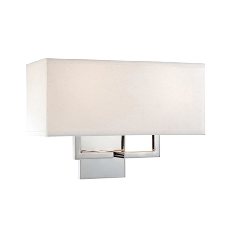 Modernisme LED -wand sconce met stofschaduw Chrome rechthoekige wandmontage Lichte bevestiging