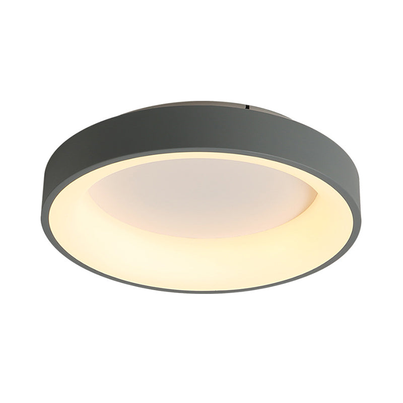 Round Flush Mount Recessed Lighting Simple Acrylic White/Grey 16/19.5 Inch W LED Ceiling Fixture with Hollow Design, Warm/White Light