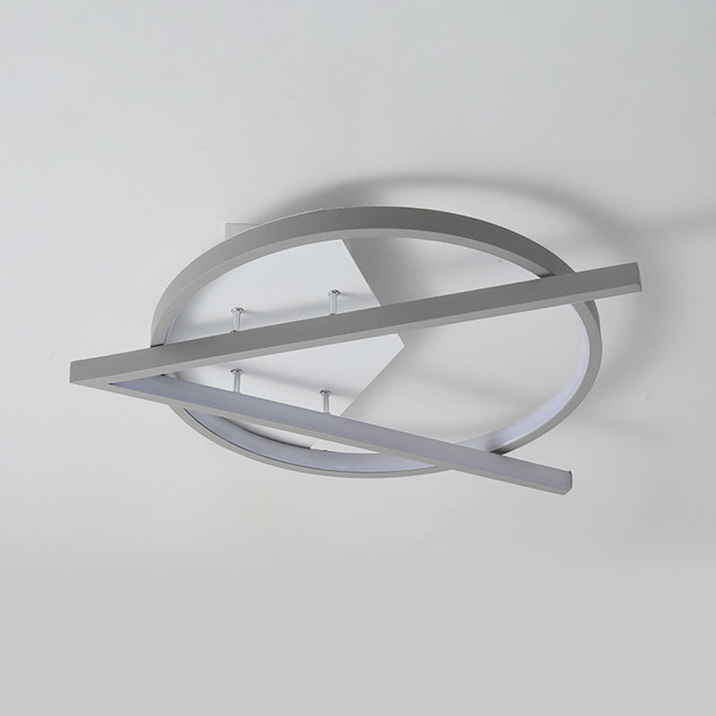 16.5"/20.5" W Hotel LED Flush Light Simplicity Grey Ceiling Mount Lamp with V-O Acrylic Frame, Warm/White Light