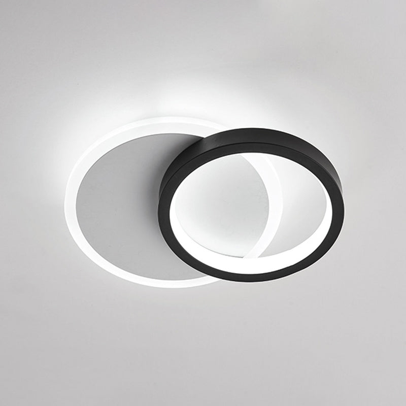 Ring-Panel Combined Mini LED Flush Mount Minimalism Acrylic Black-White Close to Ceiling Light Fixture