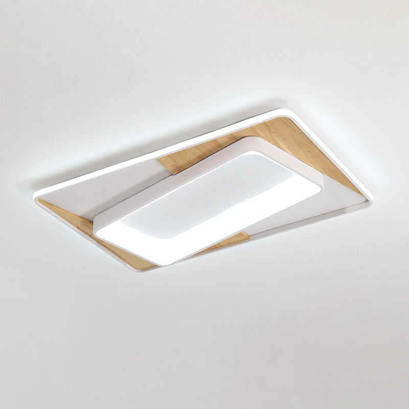 2 Tiers Splicing Acrylic Flush Light Nordic Style Wood-White LED Ceiling Mount Lamp in Warm/White Light
