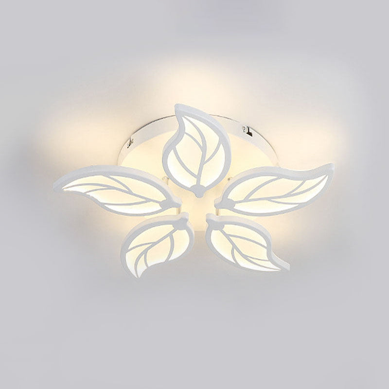 1/2-Tier Leaf Acrylic Flush Light Fixture Contemporary White LED Ceiling Lamp in Warm/White Light, 22"/27" Wide