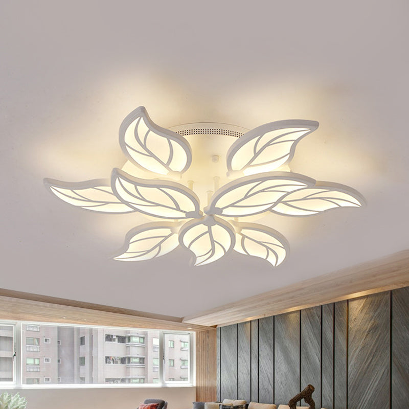 1/2-Tier Leaf Acrylic Flush Light Fixture Contemporary White LED Ceiling Lamp in Warm/White Light, 22"/27" Wide