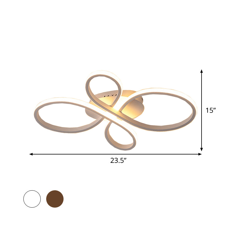Bedroom LED Ceiling Mounted Light Minimalist White/Coffee Flush Mount with Petals Acrylic Frame, Warm/White/Natural Light