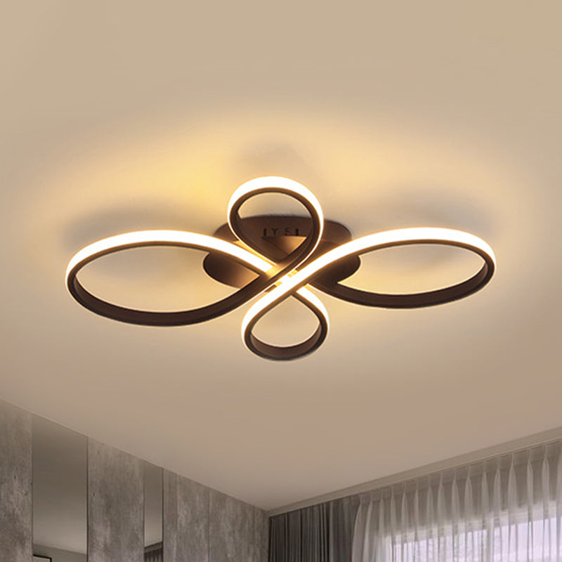 Bedroom LED Ceiling Mounted Light Minimalist White/Coffee Flush Mount with Petals Acrylic Frame, Warm/White/Natural Light
