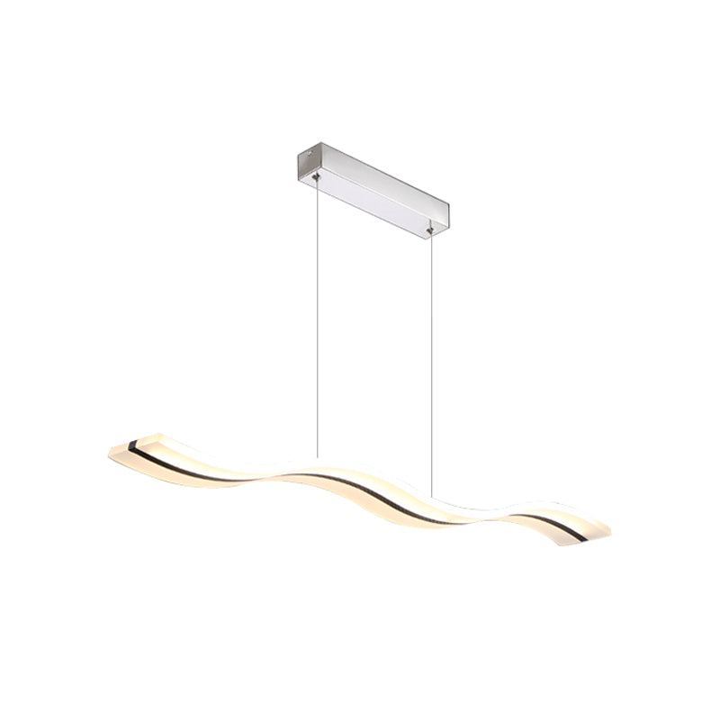 Wavy Office Pendant Light Fixture Acrylic Minimalist LED Hanging Ceiling Light in White