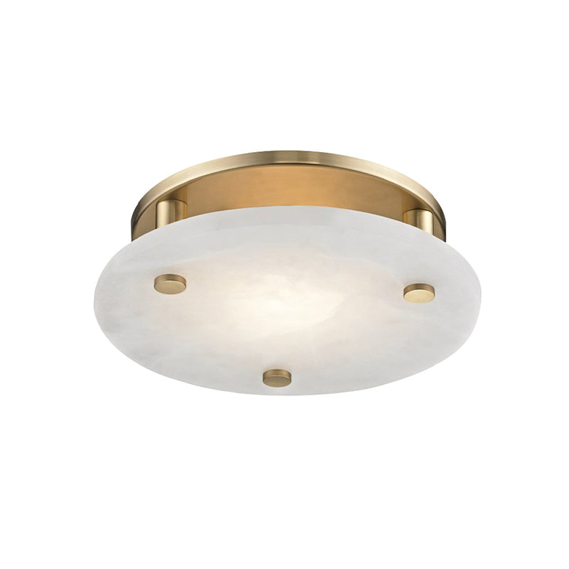 Gold Circle Ceiling Light Fixture Colonialism White Glass 3 Lights Living Room Semi Flush Mount
