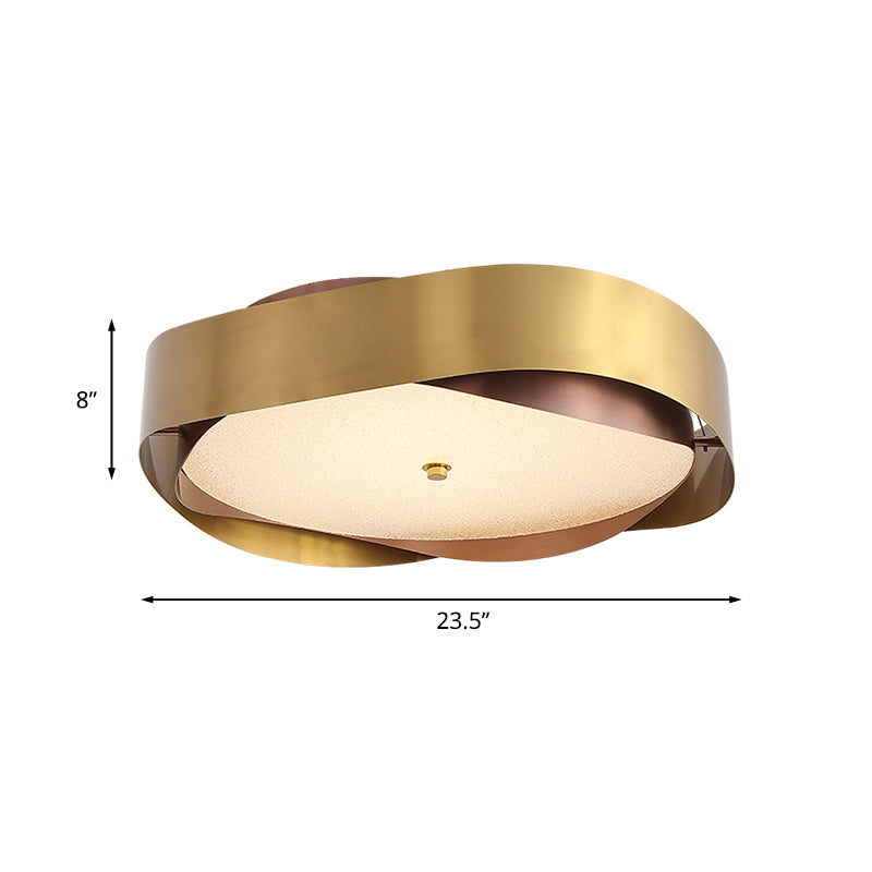 Acrylic Gold Ceiling Flush Round LED Colonial Flush Mount Light Fixture with Curve Stainless Steel Frame