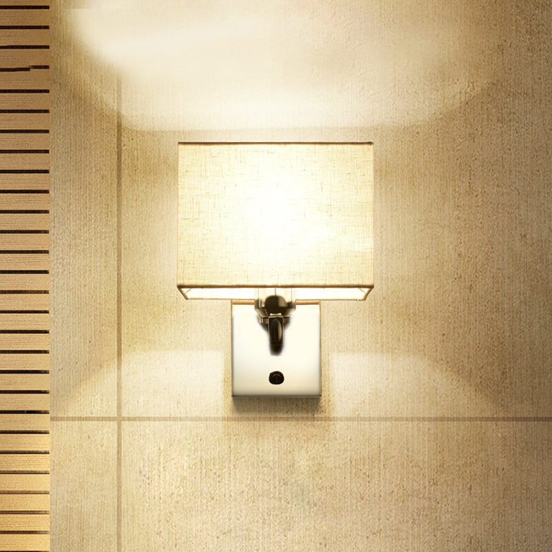 Illuminazione del rettangolo di funce modernismo tessuto Monte a parete LED Monte luce in cromo per comodino