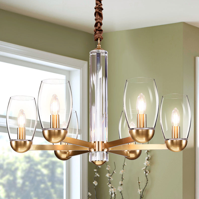 Laut de lustre en or en verre transparent ovale suspension colonialiste 3/6