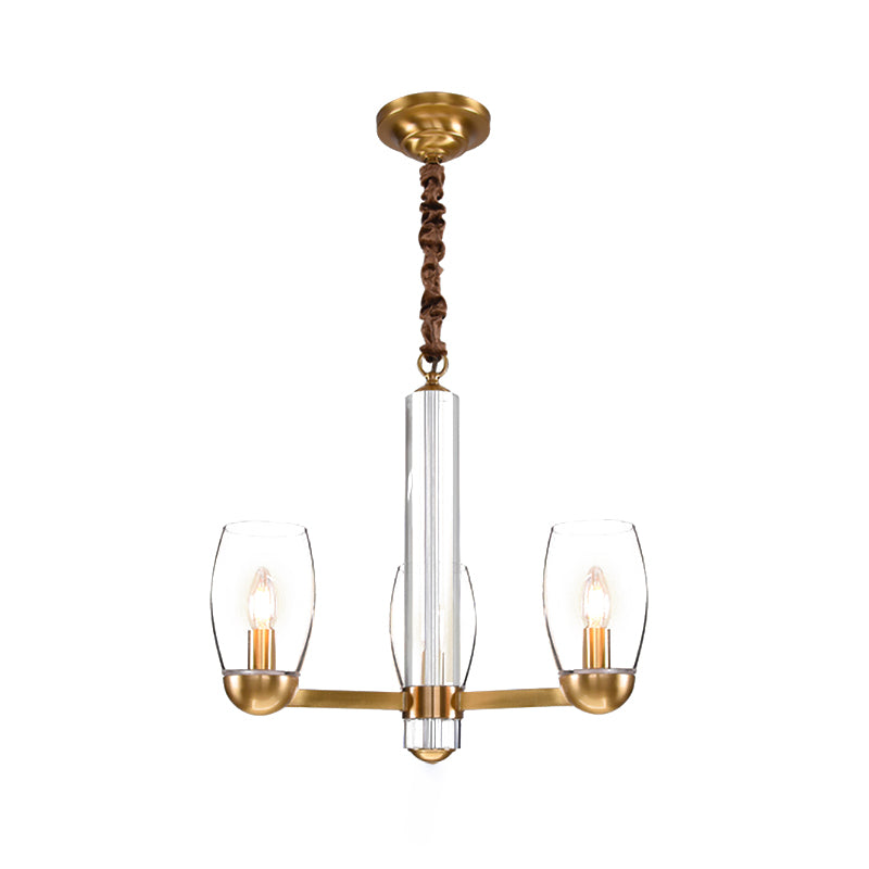 Laut de lustre en or en verre transparent ovale suspension colonialiste 3/6