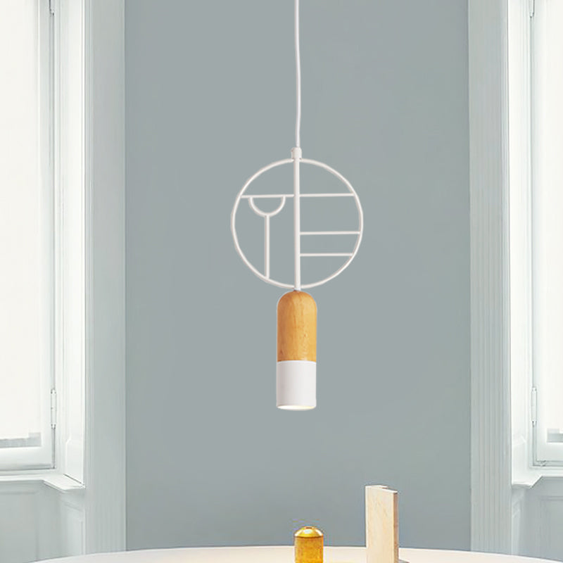 Ciondolo a forma di legno a forma di gesso nordico a forma di legno singolo con soffitto a testa singola in bianco con arredamento rotondo cablato