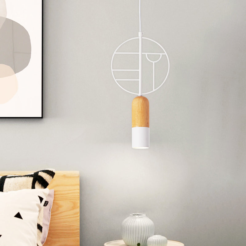 Ciondolo a forma di legno a forma di gesso nordico a forma di legno singolo con soffitto a testa singola in bianco con arredamento rotondo cablato