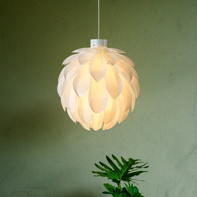 White Artichoke Hanging Lamp Minimalist Stylish 1 Head Acrylic Pendant Ceiling Light