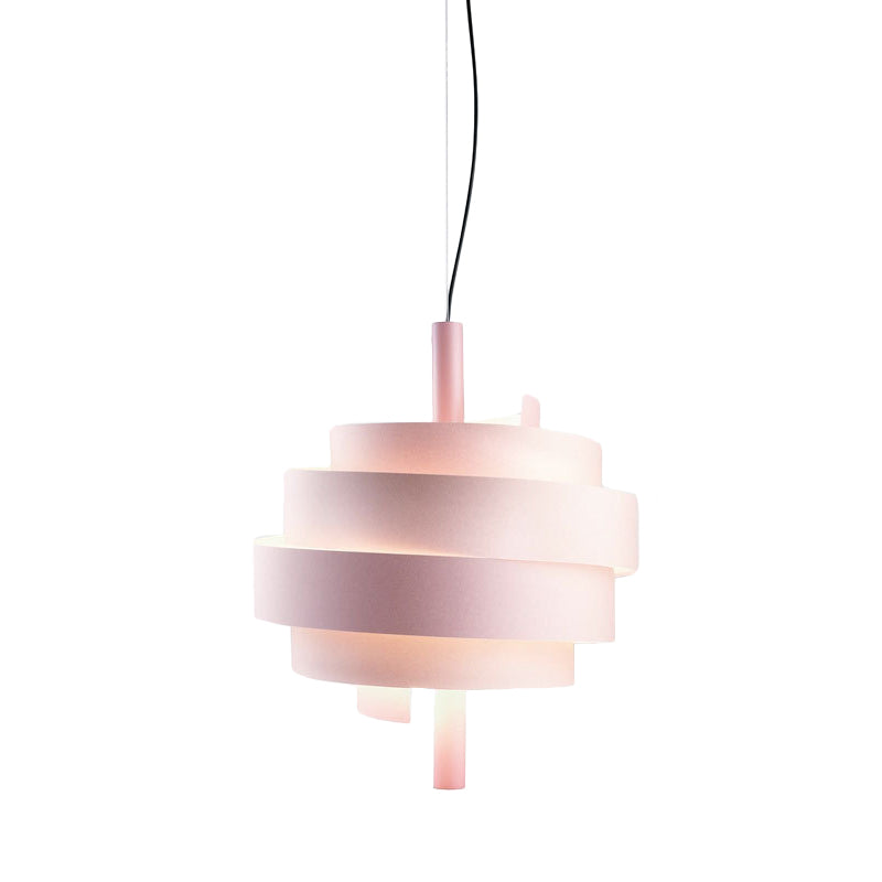 Lampada a sospensione rosa/verde/bianca a ciondolo vorticoso moderna moderna lampadina a sospensione metallica sul tavolo da pranzo