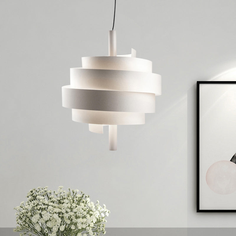 Lampada a sospensione rosa/verde/bianca a ciondolo vorticoso moderna moderna lampadina a sospensione metallica sul tavolo da pranzo