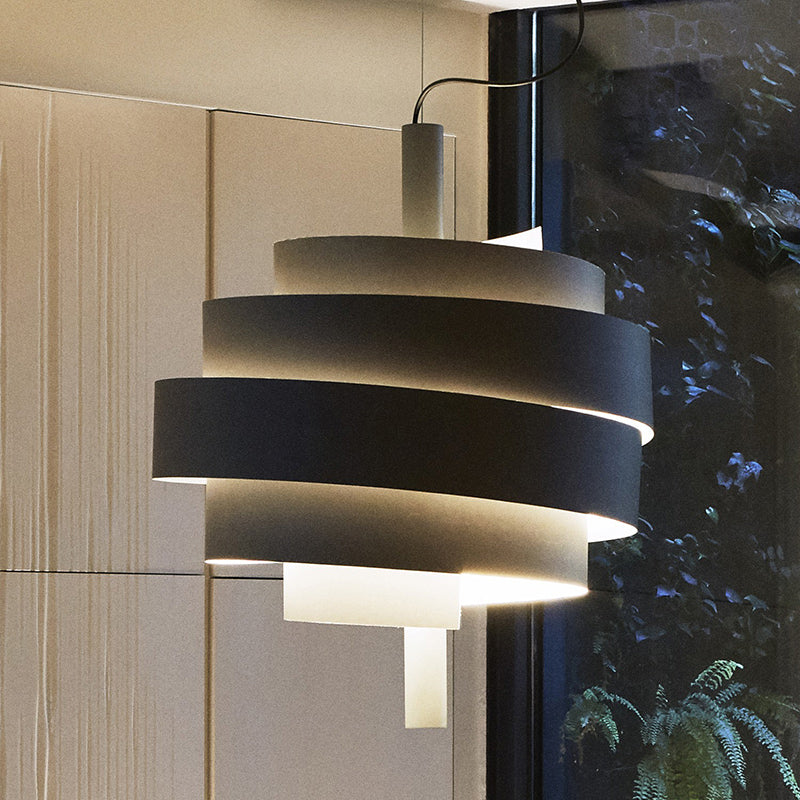 Lampada a sospensione rosa/verde/bianca a ciondolo vorticoso moderna moderna lampadina a sospensione metallica sul tavolo da pranzo