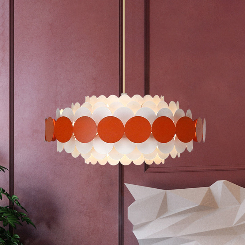 Red/Green Circle Tiers Chandelier Lamp Modernist 3-Light Metal Hanging Pendant Light for Living Room