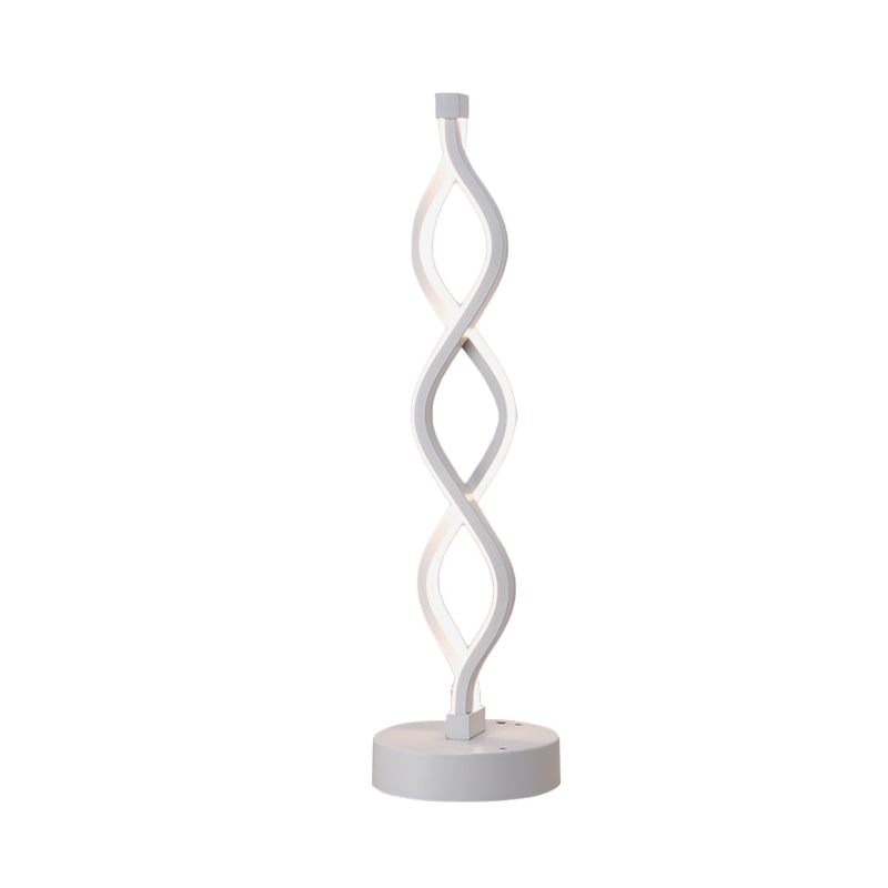 Minimalist Winding Iron Table Light LED Night Stand Lighting in White with Recessed Diffuser