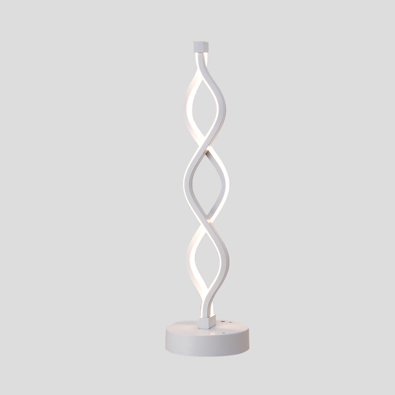 Minimalist Winding Iron Table Light LED Night Stand Lighting in White with Recessed Diffuser