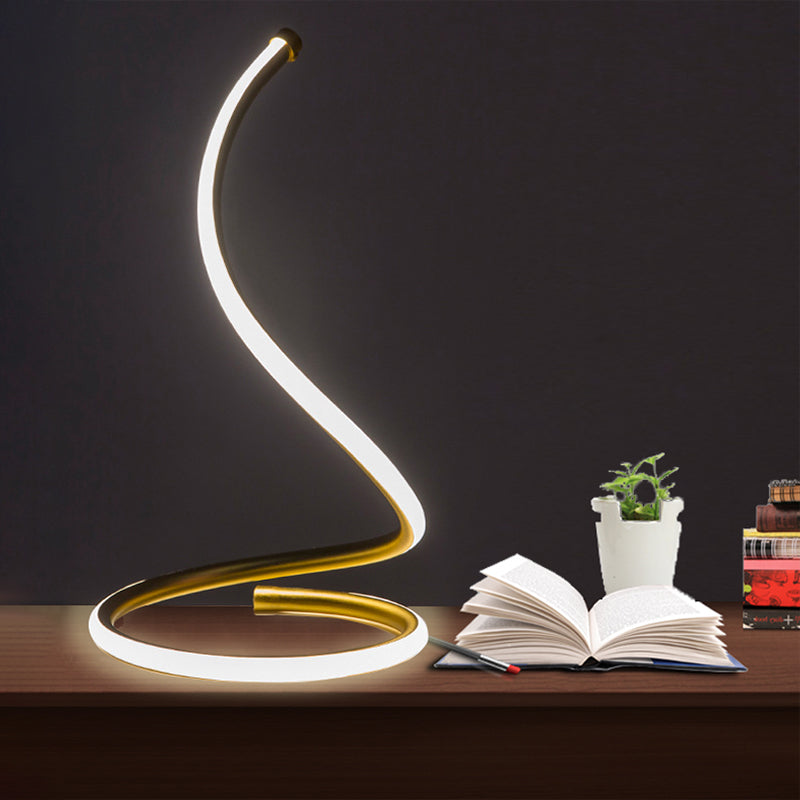 Lámpara de mesa de led dorada de luz de gel de sílice espiral de sílice para el dormitorio