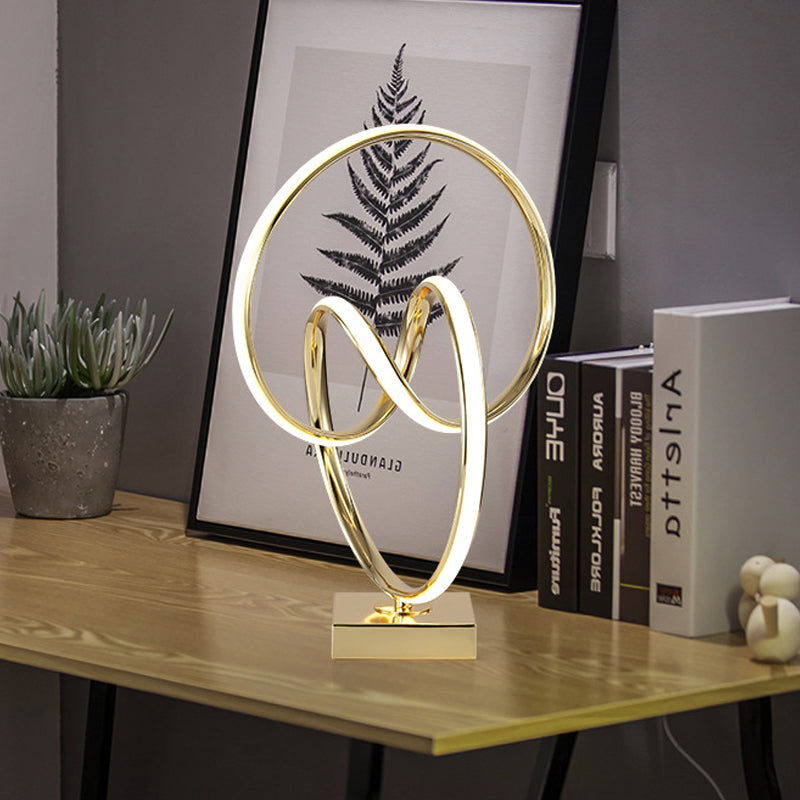 Acrylic Twisted Table Light Simple Polished Gold LED Night Stand Lamp in Warm/White Light