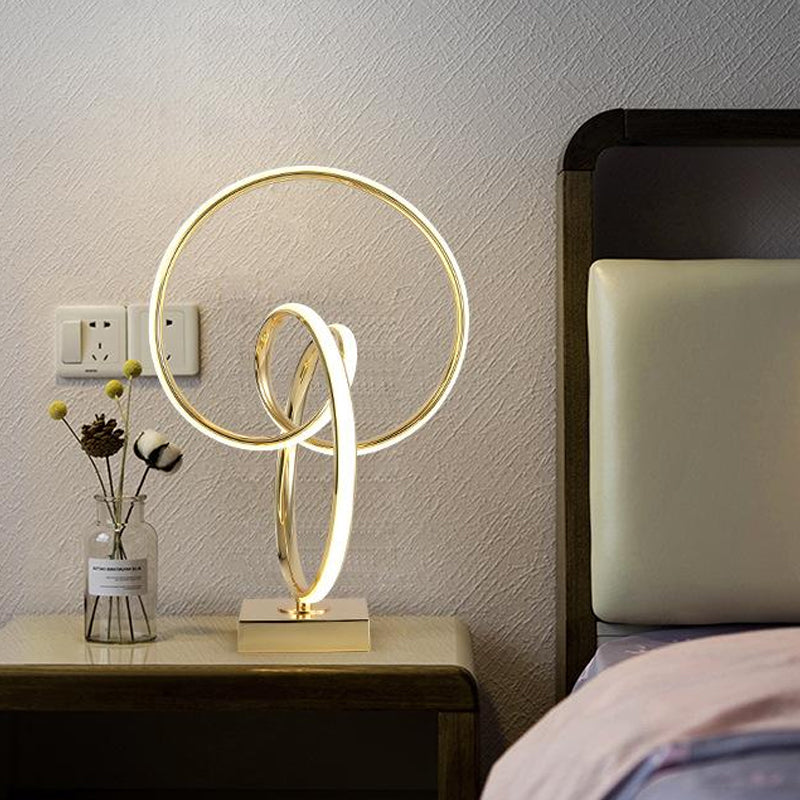 Acrylic Twisted Table Light Simple Polished Gold LED Night Stand Lamp in Warm/White Light