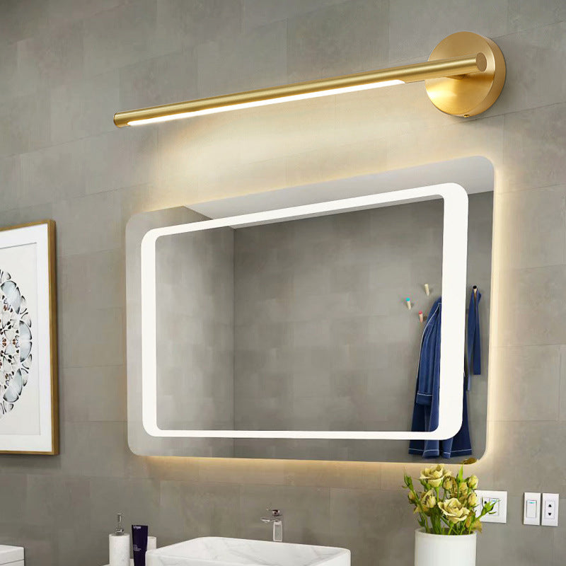 Gold Rod Wall Lamp Minimalist Metal 16"/25" Long LED Vanity Sconce Light with Acrylic Diffuser
