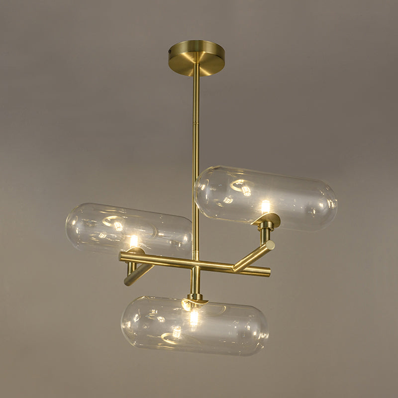 3 lichten eetkamer plafond kroonluchter moderne messing hanglamp met capsule heldere glazen schaduw