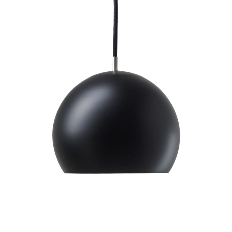 Simple Hemispherical Small Pendant Light Metal Single Bulb Bedroom Hanging Lamp in Black
