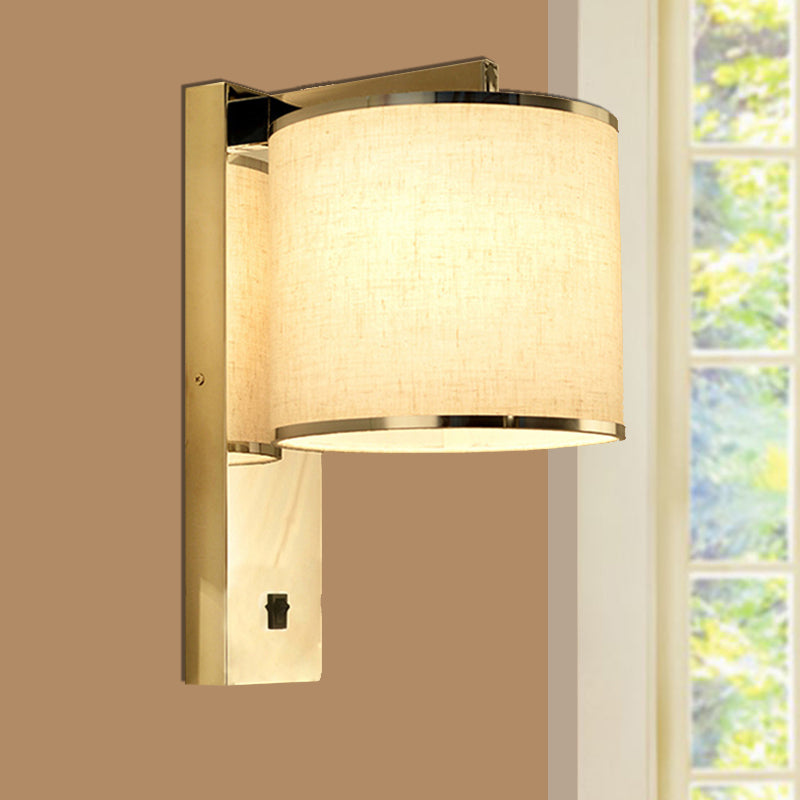 Drum Wall Light Sconce Modernism Fabric LED Sconce Light in Chrome for Living Room