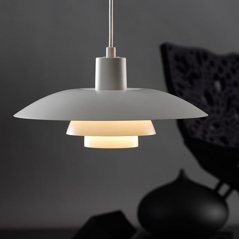 3-Layer Shade Pendant Lamp Nordic Aluminum Single White Ceiling Light for Sitting Room