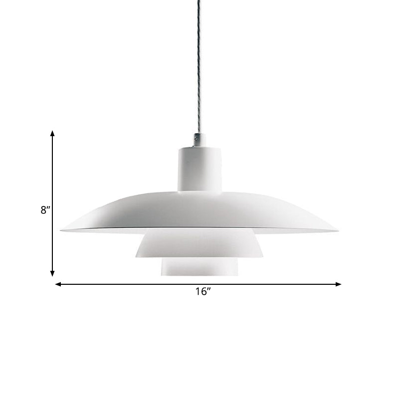 3-Layer Shade Pendant Lamp Nordic Aluminum Single White Ceiling Light for Sitting Room
