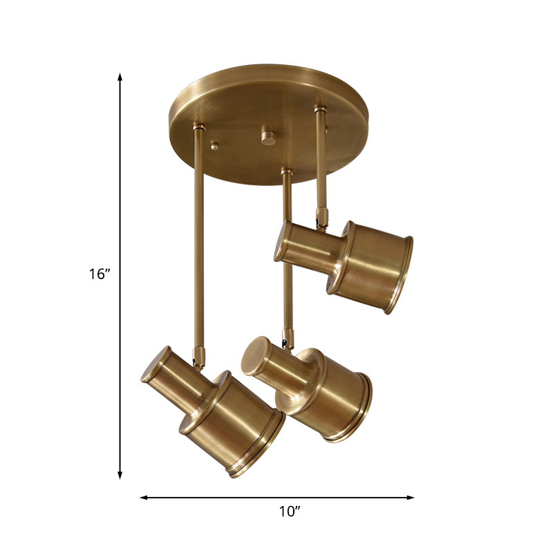 Couloir cylindrique Prède Light Light Colonial 3 Lights Gold Rotatable Suspended Lighting Ayémorrat