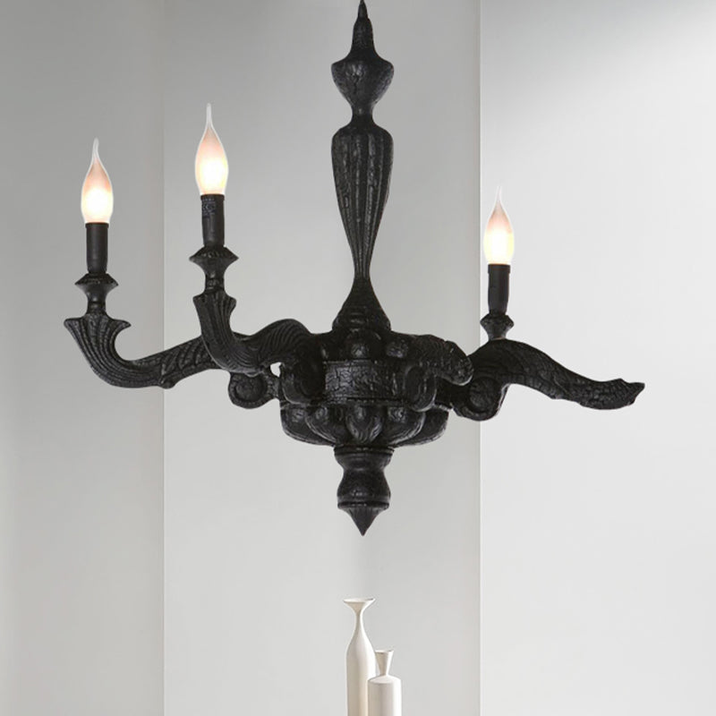 3/6-bulb kandelaar kroonluchter licht traditionele zwarte hars hanger verlichtingsarmatuur voor woonkamer