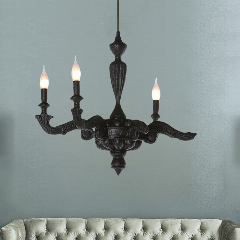 3/6-bulb kandelaar kroonluchter licht traditionele zwarte hars hanger verlichtingsarmatuur voor woonkamer