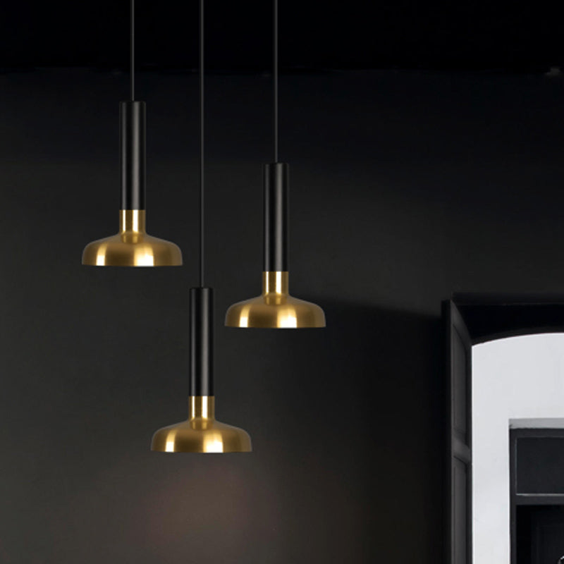 Mid Century Torch Metal Pendant Lighting LED Ceiling Suspension Lamp in Black-Gold over Kitchen Dinette